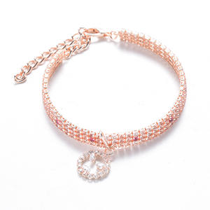 Top Sale Kristallen Ketting Smile <span class=keywords><strong>Face</strong></span> Zirkoon Drie Rij Strass Hond Halsband - Product Image 5