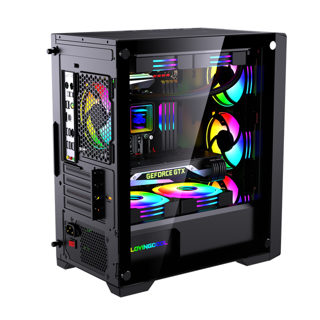 LOVINGCOOL OEM Custom Computer Case Gaming Cabinet Support M-ATX Motherboard for Desktop Gaming PC Case with RGB Cooling Fans
