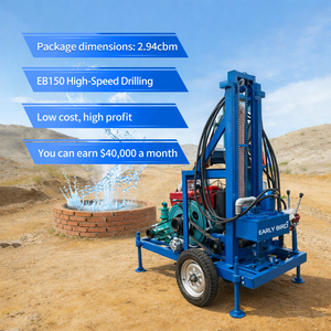 Piccola perforatrice per pozzi profondi da 25HP, 50m, 100m, 150m, macchina per la perforazione di pozzi in roccia - Product Image 2