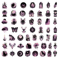 50 autocollants gothiques d'Halloween par sac, autocollants en vinyle imperméables personnalisés, pack d'autocollants décoratifs violets, journal, scrapbooking, ordinateur portable, kawaii