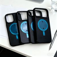 Étui de téléphone portable A9 rouge foncé et noir contrastant pour 17 Pro, motif animal, avec anneau magnétique en cuir et plastique, bouton IA