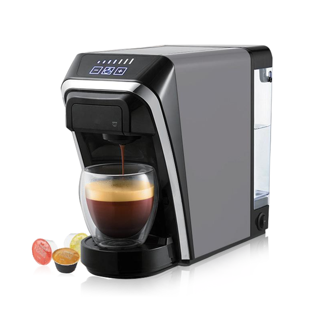 Multi Capsule Coffee Machine, 4-in-1 Espresso Maker Compatible with Nespresso LED Touch Screen Removable Water Tank, Gray