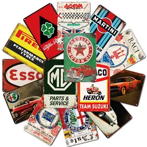 Antique Metal Tin Sign Retro Garage Wall Hanging Metal Plate Vintage Car Gasoline Metal Poster Home Man Cave Garage Wall Sticker