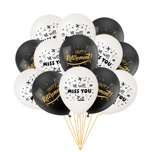 Tema della pensione in oro nero simbolo della valuta del dollaro decorazione della festa di pensionamento felice palloncino in lattice da 12 pollici - Product Image 5