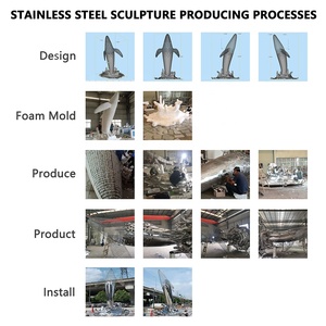 Sculpture de <span class=keywords><strong>dauphin</strong></span> sautant en acier inoxydable 304 poli miroir, taille personnalisée, pour projet paysager extérieur - Product Image 6
