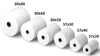Rollo de Papel Térmico para Caja Registradora Unifon, 80x80mm, Blanco, Capa Única, 100% Pulpa de Madera Virgen, Larga Duración de la Coloración, para Impresoras POS/ATM, 50 Rollos