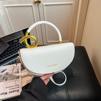 Designer PU-Leder Handtaschen für Damen Modische Umhängetasche mit Überschlagverschluss Crossbody-Tasche Halbmond-Form in Verschiedenen Farben