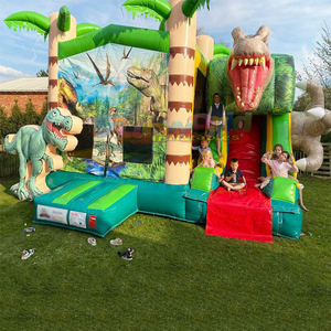Castillo inflable de dinosaurio con tobogán, para niños, se puede usar en seco o con agua. - Product Image 5