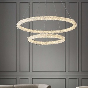 Candelabro de cristal Led nórdico, anillo de cristal circular redondo, luz colgante lineal para comedor - Product Image 5