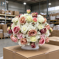 Bola Bunga Mawar Hydrangea Sutra Buatan Warna Pink Muda Putih Modern Mewah 40cm Set Dekorasi Bunga untuk Hotel, Pernikahan, dan Pesta