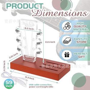 Soporte de exhibición de púas de guitarra de madera con luz LED, diseño 'La música es vida', para almacenamiento de accesorios de guitarra - Product Image 4