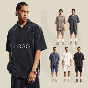 เสื้อยืดแขนสั้นทรงปกติสไตล์วินเทจสำหรับผู้ชาย ผ้าคอตตอน 100% คุณภาพสูง ล้างสีแบบแอซิดวอช - Product Image 5