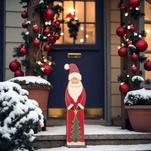 Décoration de Noël en bois, Père Noël classique, pour intérieur/extérieur, fête d'hiver - Product Image 3