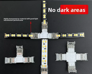 Conector de tira LED COB de 3 pines sin soldadura, empalme en esquina sin costuras de doble color en forma de L, conexión rápida para tira flexible de bajo voltaje de 8-10 mm - Product Image 6