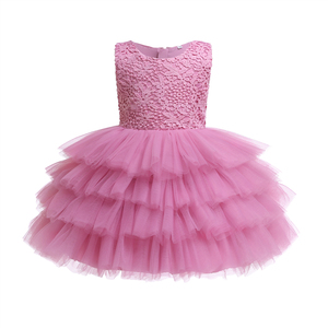Bambino <span class=keywords><strong>Vestito</strong></span> Operato Neonato Delle Ragazze Della Principessa <span class=keywords><strong>Rosa</strong></span> Vestiti Da Partito Senza Maniche Commercio All'ingrosso Baby Girl Battesimo Abito Abito Bianco - Product Image 3