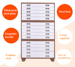 Meuble de rangement en acier multi-tiroirs pour cartes, mobilier de bureau moderne, impression par transfert multi-motifs et autres motifs - Product Image 2