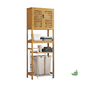 Mueble de Baño Vertical de Bambú para Colocar Sobre el Inodoro, con Múltiples Niveles de Almacenamiento, Organizador para Baño y Ducha - Product Image 6