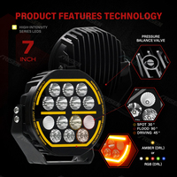 Lampu Kabut LED 7 Inci untuk Bumper Mobil, Combo Beam Amber DRL untuk Jeep Wrangler Tacoma F150 Land Cruiser UTV Bull Bar 4X4 Spotlight
