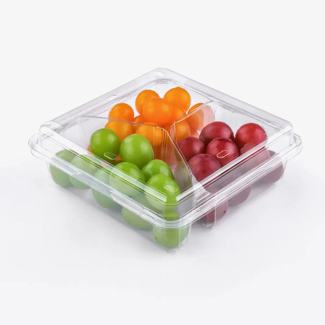 Boîte d'emballage de fruits jetables 4 compartiments, conteneur de salade en plastique transparent