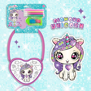 Individuelles DIY Kinder Zeichen runde Einhorn-Edelstein-Gemüse Crossbody-Geldbörse Kindergeschenk eigene Tasche erstellen - Product Image 4