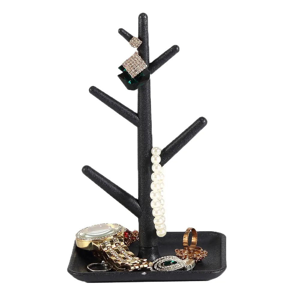 Black White Plastic Tree Jewelry Display Prop Rack Organizador Stand para Jóias