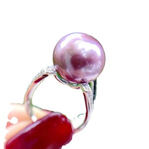 Anillo de Plata Pura con Incrustaciones de Oro de 18K y Perla Púrpura Natural, Redondo, Impecable, de 10-19mm, Producto de Bienestar Puro - Product Image 5