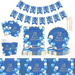DAMAI - Artículos para Fiesta de Cumpleaños Azul Nave, 300 GSM, Platos Azul Marino, Servilletas Azules, Recuerdos para Fiesta de Cumpleaños, Sirve para 8 Personas - Product Image 5