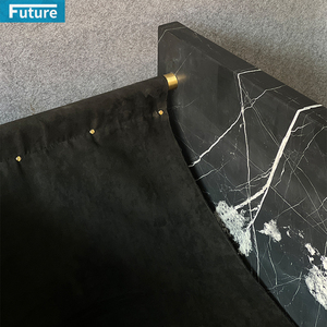 Diseño moderno 100% Piedra Natural hecha Nero Black Marquina taburete de mármol para sala de estar comedor Hotel cafetería al aire libre - Product Image 4