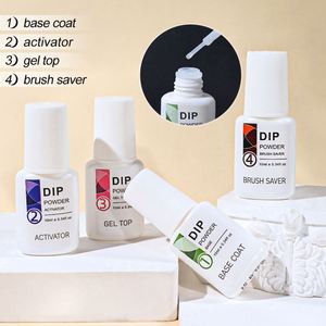 Ensemble de 4 liquides pour poudre à tremper 10 ml, système de base et de finition/activateur/protecteur de pinceau, étape 1-4, manucure en poudre à tremper, gel - Product Image 4