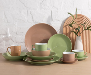 High Quality Solid Color Glaze New Bone China Dinnerware Set 18/24/48 Pieces <b>Ceramic</b> <b>Plates</b> Bowls Mugs Complete Tableware - Product Image 1