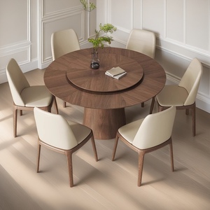 Set di Tavoli e <span class=keywords><strong>Sedie</strong></span> da Pranzo Rotondi in Legno Massello in Stile Moderno e Lussuoso, da 4, <span class=keywords><strong>6</strong></span>, 8 Posti, Design Completo di Arredamento <span class=keywords><strong>Bianco</strong></span> per Ristorante - Product Image 1