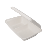 Emballage en pulpe jetable biodégradable à 2 compartiments Boîte à lunch en bagasse de canne à sucre Assiettes jetables sans danger pour les aliments