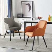 Chaise de salle à manger en fer forgé, style nordique moderne, simple, avec dossier et accoudoirs, en cuir, luxe léger, pour hôtel et restaurant, vente en gros