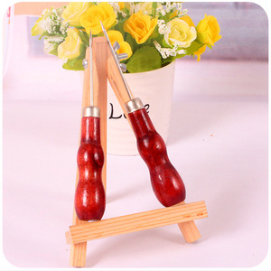 Poinçon à manche en bois rouge, outil de bricolage pour le travail du cuir, crochet double gourd à manche en bois, aiguille à coudre. - Product Image 2