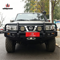 Pare-buffle avant en acier avec lame ronde, plaque de montage pour treuil et éclairage LED multiple, compatible Nissan Patrol Y61, protection avant tout-terrain