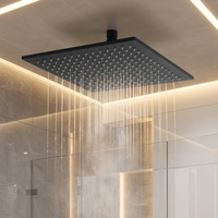 FEIDU Moderne Pommeau de Douche Carré Noir en Acier Inoxydable 10/12 Pouces à Jet Pluie Économiseur d'Eau avec Fixation Murale