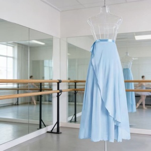 فستان باليه طويل أزرق من الشيفون مع تنورة منسدلة مثالية لدروس الباليه والعروض والارتداء اليومي ورقص الاستوديو - Product Image 1