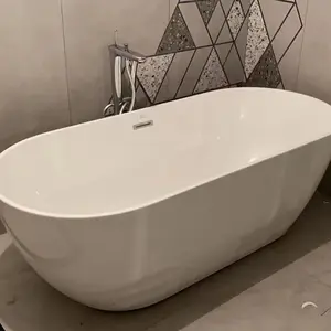 AXENT 고품질 욕실 욕조 아크릴 솔리드 표면 독립형 원형 욕조 타원형 욕조