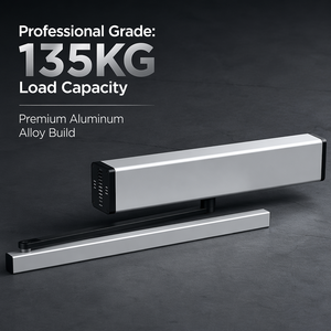 Opérateur de porte battante horizontale automatique avec contrôle d'accès par clé/carte/smartphone, en alliage d'aluminium argenté, étanche et résistant aux intempéries - Product Image 1