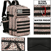 Sac à dos tactique 45L grande capacité en nylon imperméable imprimé léopard réglable pour camping, randonnée, voyage, vente en gros, personnalisable