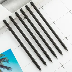 Black Pencil Black Pencil Premium Quality 7 Inch Round Hexagonal Shape Custom Logo Black Wood Pencil HB Pencil
