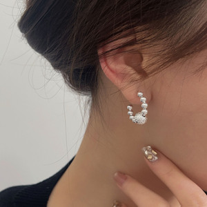 S925 Sterling Silver Huggie <b>Earrings</b> Ball Shape Geometric Design Everyday Wear <b>Fine</b> Stud <b>Earrings</b> - Product Image 1