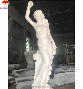 手彫り石像 女性像 裸婦 ポーズをとる石像 セクシーな女性 大理石像 - Product Image 1