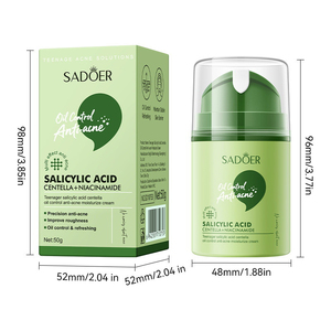 Crema Facial de Ácido Salicílico y Centella Asiática en Oferta, Control de Grasa, Tratamiento para el Acné, Hidratante, Cuidado Suave, Venta al por Mayor - Product Image 4