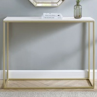 Table de Console de luxe moderne au Design Simple, Table d'angle supérieure en marbre doré, Table de Console d'entrée