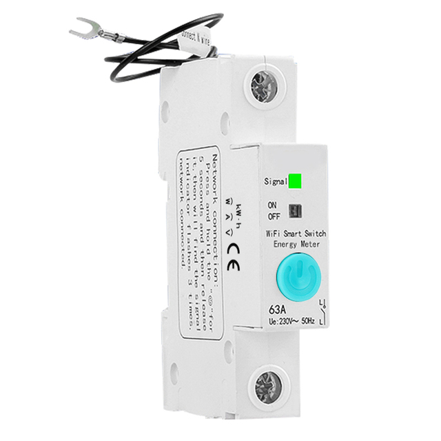1P 63A Mini Din Rail WiFi Circuit Breaker Smart Timer Switch Relay Remote Control EWeLink Smart Home Alexa Google