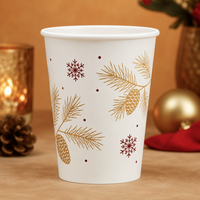 Gobelet à chocolat chaud de Noël à paroi simple, imprimé personnalisé, motif canne à sucre, en papier kraft, jetable, 8 oz, pour vente à emporter, fournisseur en gros