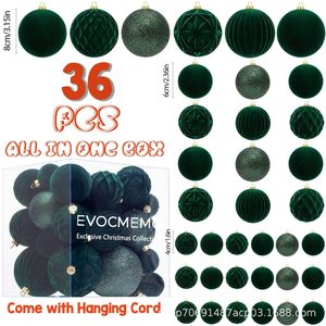 ของตกแต่งคริสต์มาส Evocmemo 36 ชิ้น ลูกบอลกำมะหยี่สีแดง พลาสติกกันแตก สำหรับตกแต่งต้นคริสต์มาส - Product Image 2