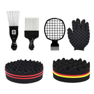 Nouvel Arrivage : Ensemble d'éponges à cheveux haute densité pour torsades, éponge à double face pour boucler les cheveux, brosse et peigne <span class=keywords><strong>afro</strong></span> pour hommes et femmes noirs - Product Image 1