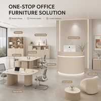Bureau de réception moderne personnalisé, mini, demi-rond, incurvé, avec éclairage LED ambiant pour salon de beauté, spa de manucure, clinique cosmétique